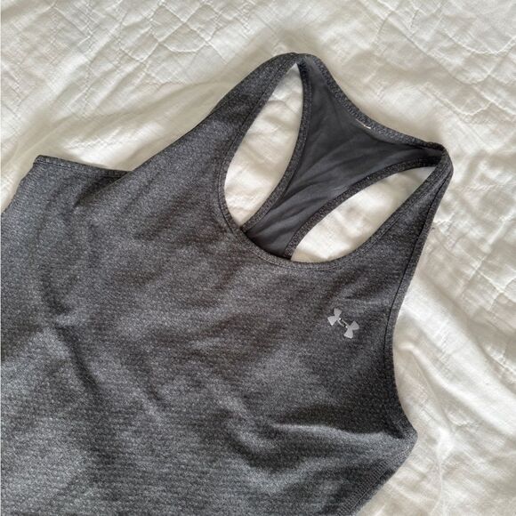 Women's HeatGear® Armour Racer Tank Grey Slate Color Womens Size XS - Picture 4 of 9